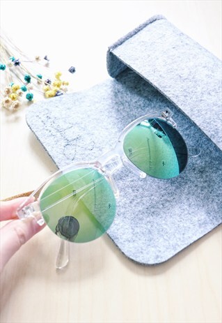 HALF FRAME SUNGLASSES IN CLEAR