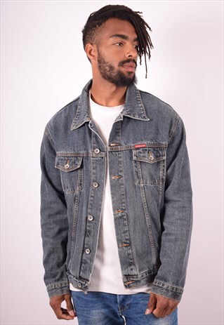 MENS VINTAGE DENIM JACKET LARGE BLUE 90S