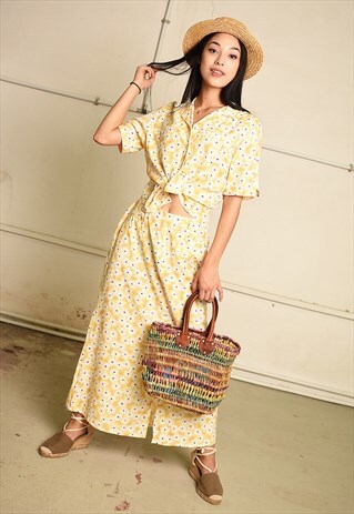 90'S RETRO DAISY PRINT FESTIVAL PARIS CHIC CO-ORD TWO PIECE