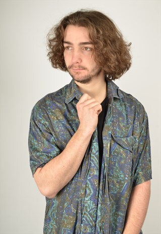 VINTAGE ABSTRACT CRAZY FESTIVAL PATTERNED SHIRT