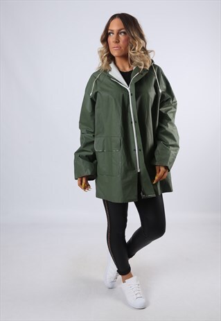 PVC RAINCOAT MAC HOODED JACKET WATERPROOF FESTIVAL (M5C)