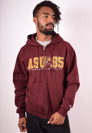 CHAMPION MENS VINTAGE ASU 25 HOODIE JACKET MEDIUM MAROON 90S