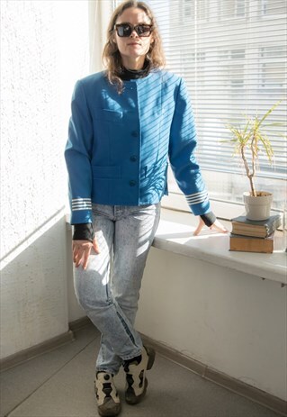 VINTAGE 80'S BLUE WOOL JACKET