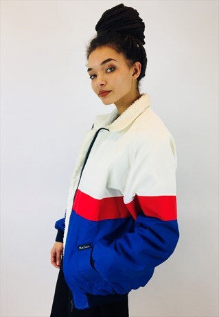 VINTAGE 80S COLOURFUL FLEECE LINED COAT