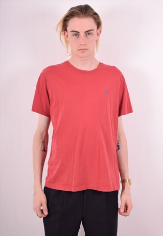 POLO RALPH LAUREN MENS VINTAGE T-SHIRT TOP MEDIUM RED 90S