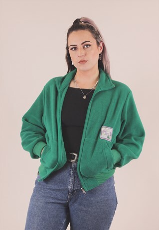 VINTAGE 90'S BOMBER JACKET STYLE GREEN FLEECE /A1017