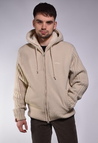 VINTAGE SCHOTT HOODED SHERPA FLEECE JACKET