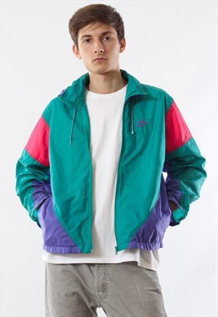 VINTAGE NIKE TRACKSUIT 90S GREEN PURPLE PINK HOODED