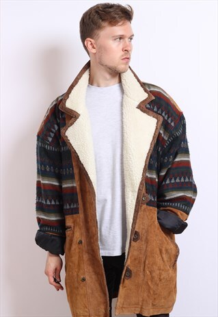 VINTAGE AZTEC NAVAJO FLEECE LINED JACKET