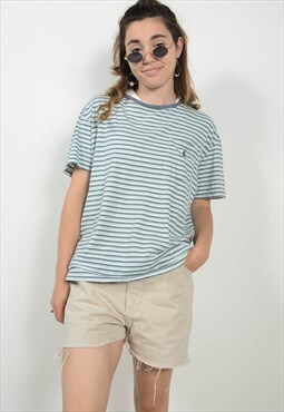 Vintage 90s Ralph Lauren Striped T Shirt in Blue