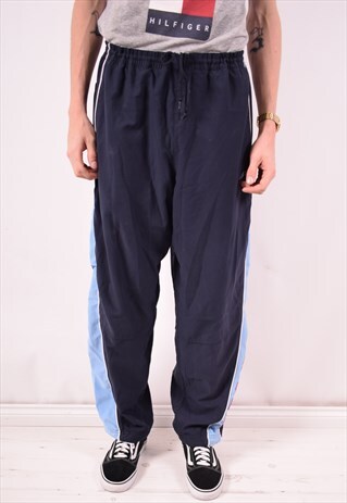 ADIDAS MENS VINTAGE TRACKSUIT TROUSERS LARGE BLUE 90S