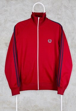 Vintage Fred Perry Track Top Bomber Jacket Red Small