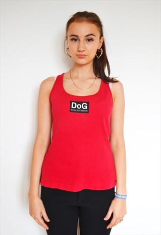 VTG RED DOG A MANS BEST FRIEND MOSCHINO VEST TOP