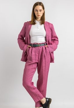 Max Mara Linen Pink pants suit, 90s Max Mara linen 5993