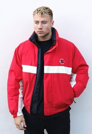 RED WHITE AND BLACK NAUTICA REVERSIBLE PUFFER JACKET