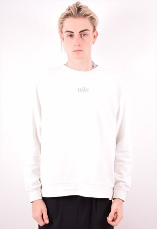 NIKE MENS VINTAGE SWEATSHIRT JUMPER LARGE WHITE 90S