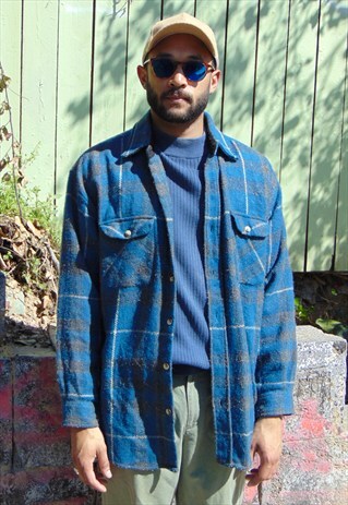 90S HERITAGE SKATER PLAID CHECK WOOL FLANNEL SHIRT JACKET
