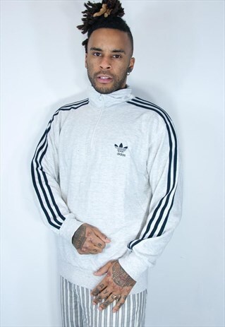 ADIDAS EMBROIDED VINTAGE 1/4 ZIP SWEATSHIRT