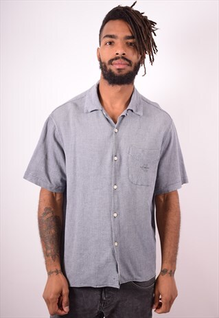 CALVIN KLEIN MENS VINTAGE SHIRT MEDIUM BLUE 90S