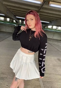Vintage Rework Kenzo Crop Black Sweatshirt