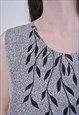 WOMEN VINTAGE GREY BLOUSE WITH NATURE PRINT 