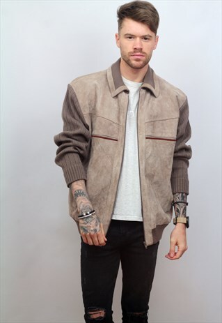 1960'S VINTAGE 'GRANDDAD' SUEDE CASUAL JACKET IN GREY