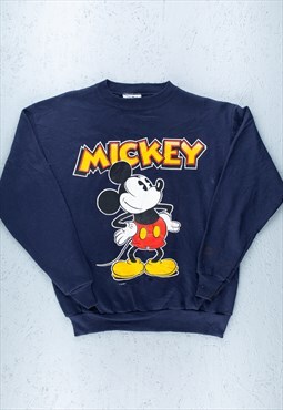 80s Disney Blue Mickey Mouse Sweatshirt - B2348