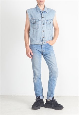 Vintage Blue ROCKY Denim Vest Waistcoat