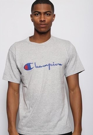VINTAGE CHAMPION BIG LOGO SPELLOUT T-SHIRT GREY