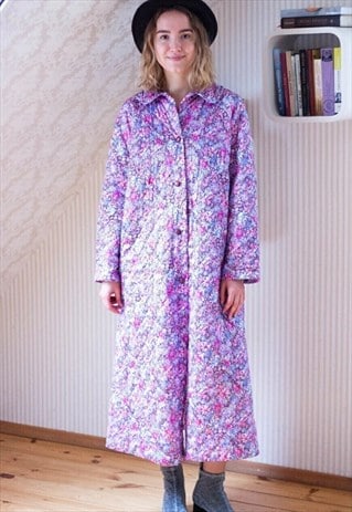 Pink and purple floral soft dressing gown