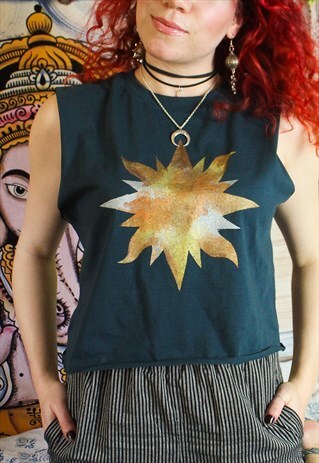 HANDPAINTED FESTIVAL METALLIC SUN VEST
