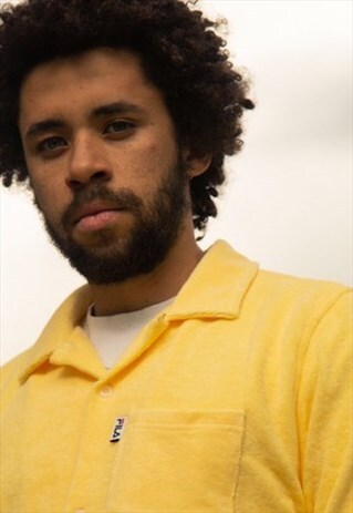 VINTAGE FILA BUTTON-UP SHIRT IN A LEMON YELLOW