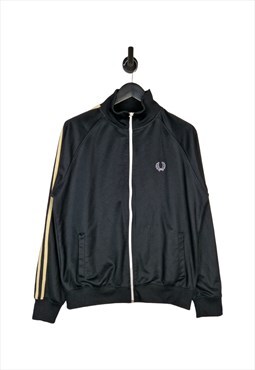 Men's Y2K Fred Perry Tappered Track Jacket Black Size Large