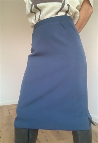 Vintage Blue High waisted Midi Skirt