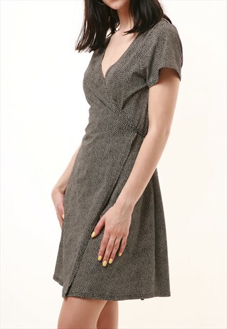 90S VINTAGE MINI WRAP POLKA DOT DRESS 499