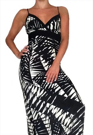 VINTAGE Y2K 90'S/00'S ZEBRA BLACK AND WHITE PRINT MAXI DRESS