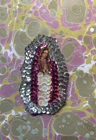 MEXICAN SEQUIN SEW-ON PATCH - VIRGIN MARY