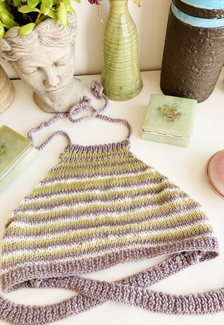 70S STYLE BOHO FESTIVAL JAZZY CROCHET HALTER CROP TOP