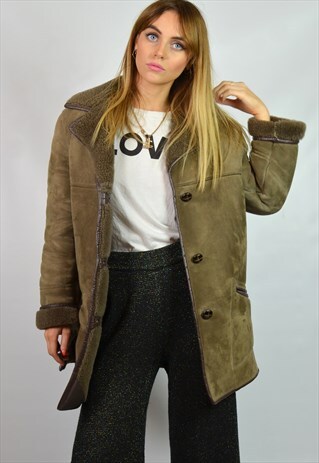 VINTAGE 70S LIGHT BROWN SHEEPSKIN SHEARLING COAT