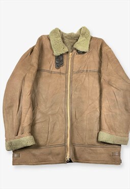 Vintage Suede Leather Flight Jacket Light Brown Large
