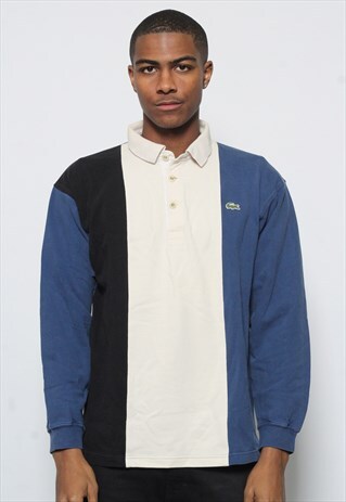 VINTAGE LACOSTE LONG SLEEVE POLO RUGBY SHIRT GREY