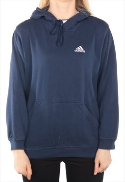 Adidas - Blue Spellout Hoodie - Large