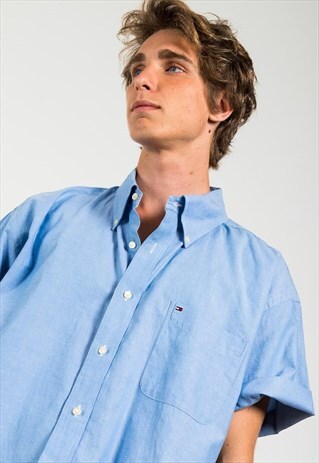 VINTAGE 80S TOMMY HILFIGER SHORT SLEEVE SHIRT / S3065
