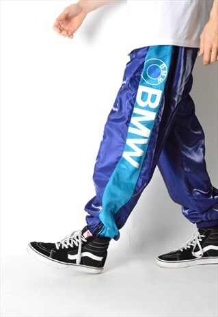 VINTAGE 80S NAVY BLUE SHELL BMW PANTS