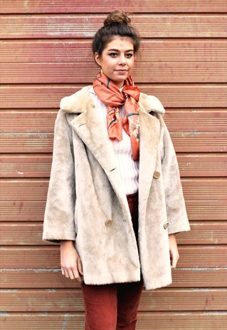 VINTAGE HARRODS FAUX FUR COAT