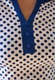WHITE SLEEVELESS DRESS WITH BLUE DOTS