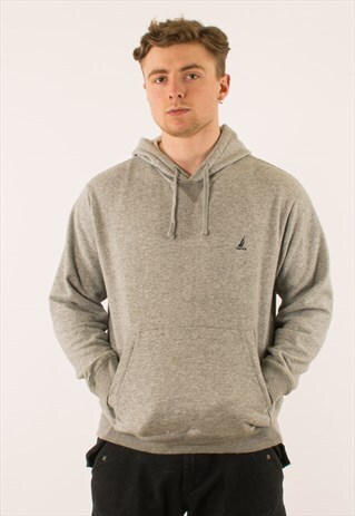 VINTAGE GREY NAUTICA HOODIE PULLOVER LARGE