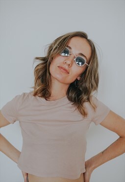 Small Sunglasses in Matt White with Blue POLARIZED lens