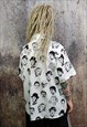 RETRO CELEBRITY SHIRT FAMOUS PRINT SHORT SLEEVE TOP IN WHITE