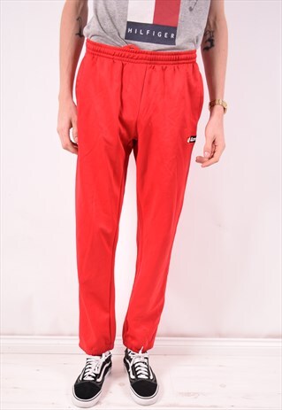 LOTTO MENS VINTAGE TRACKSUIT TROUSERS MEDIUM RED 90S